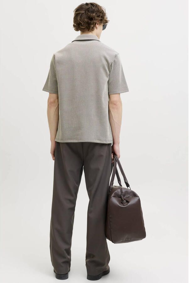JACK & JONES PREMIUM regular gestreept casual overhemd met ingebreid patroon taupe - Foto 2