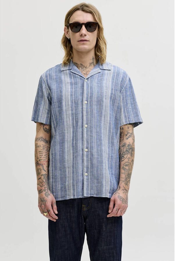 JACK & JONES Premium regular fit vrijetijds overhemd met linnengehalte model 'Summer'