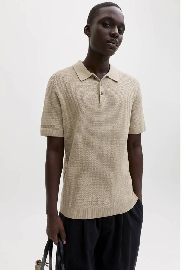 JACK & JONES PREMIUM regular polo beige gebreid - Foto 3