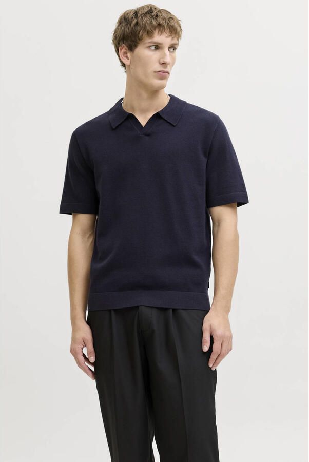 JACK & JONES Premium Gebreid shirt met V-hals Model 'MILANO'