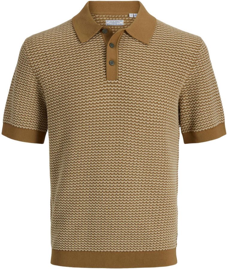 JACK & JONES PREMIUM regular polo gebreid brique