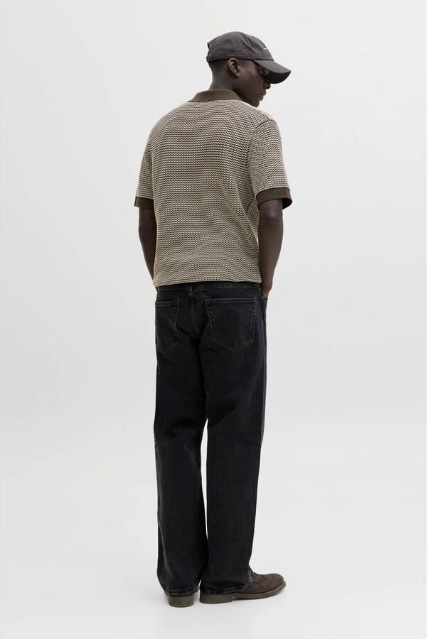 JACK & JONES PREMIUM regular polo gebreid bruin - Foto 3