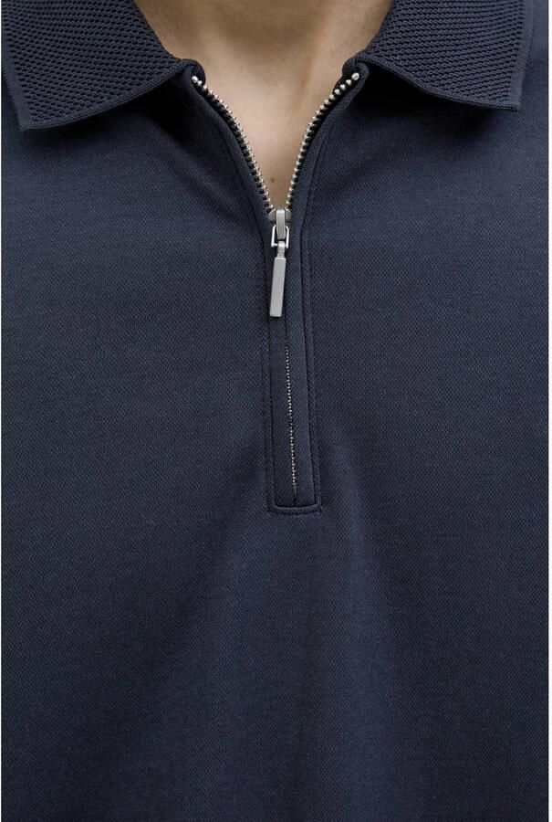 JACK & JONES PREMIUM regular polo gebreid donkerblauw
