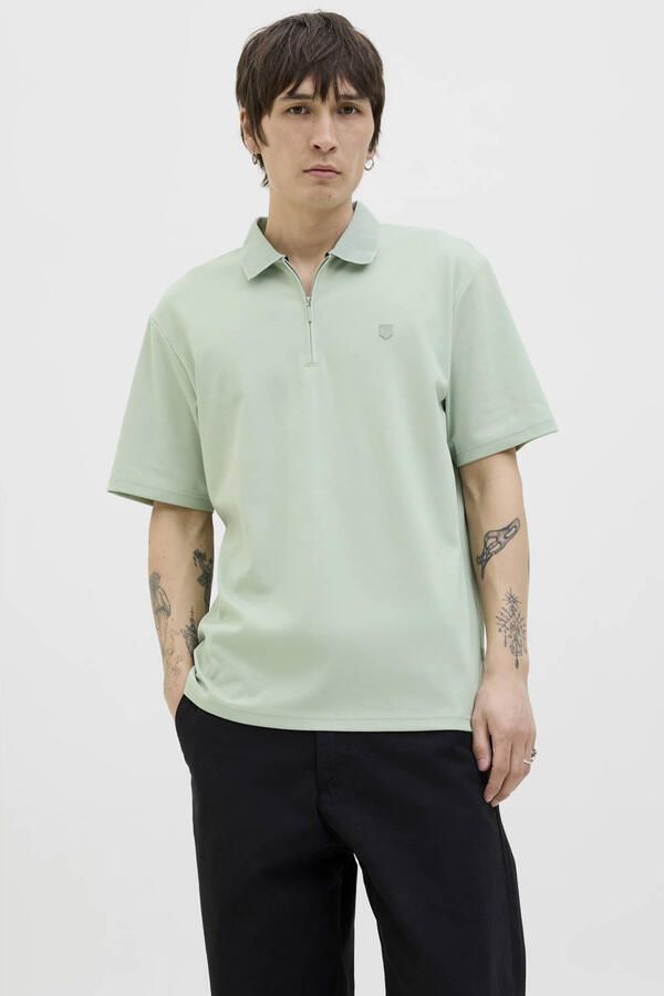 JACK & JONES PREMIUM regular polo gebreid grijsgroen - Foto 2