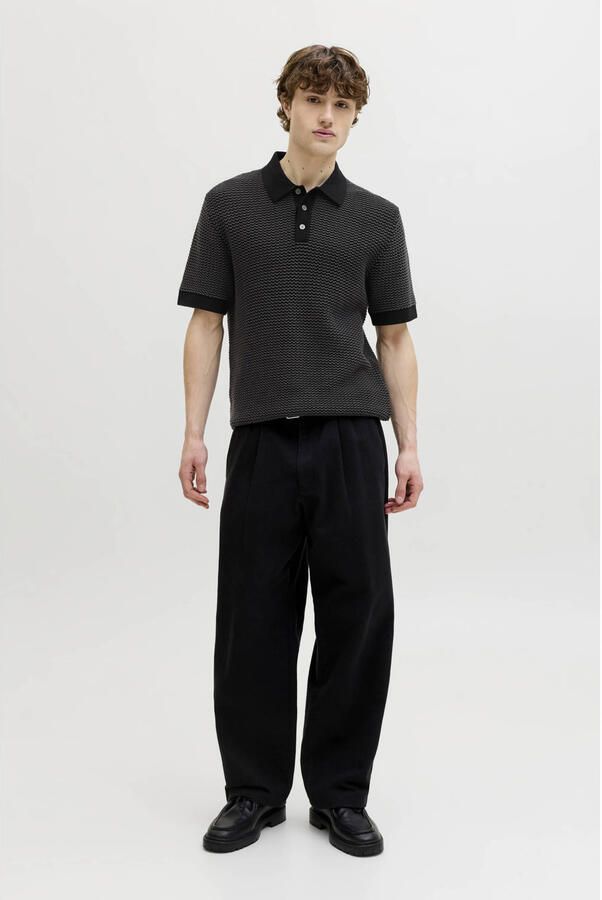 JACK & JONES PREMIUM regular polo gebreid zwart - Foto 2