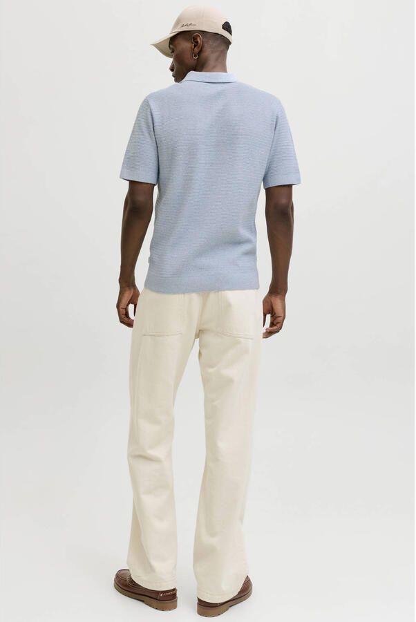 JACK & JONES PREMIUM regular polo lichtblauw gebreid - Foto 3