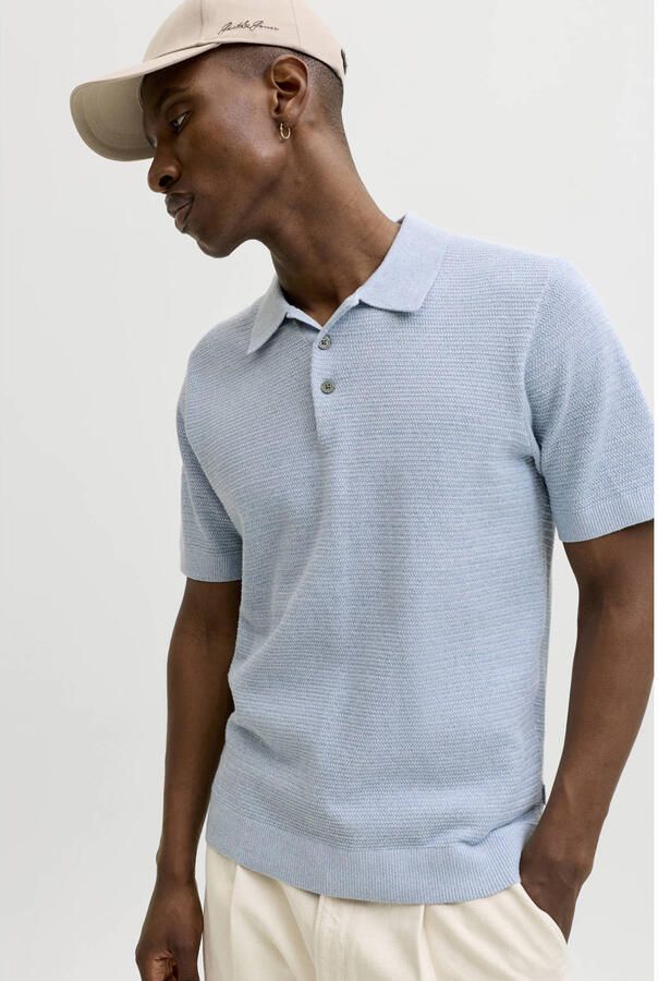 JACK & JONES PREMIUM regular polo lichtblauw gebreid - Foto 2