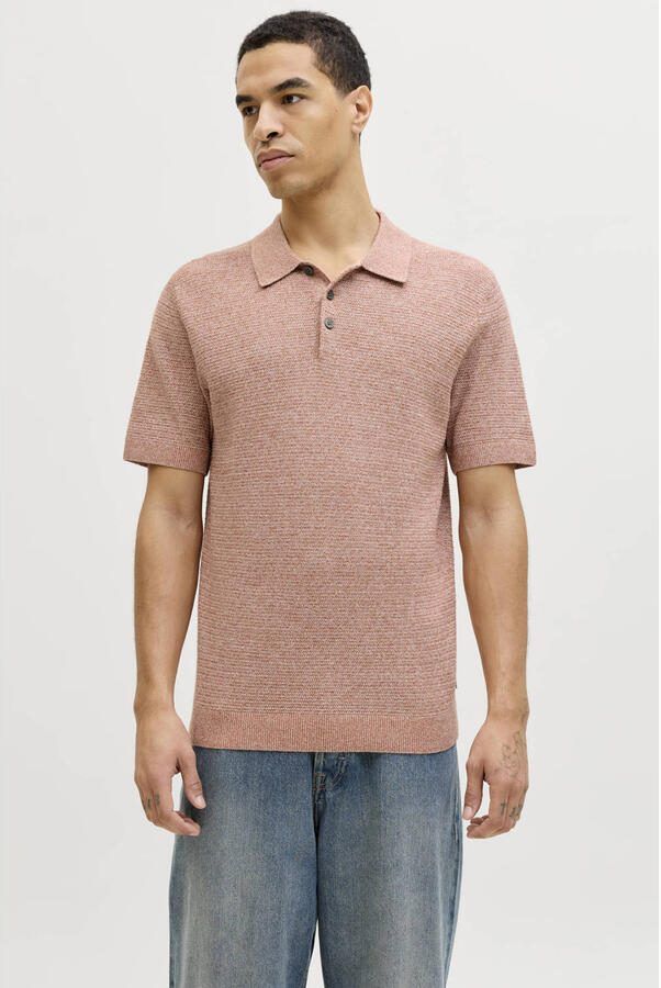 JACK & JONES PREMIUM regular polo roze gebreid