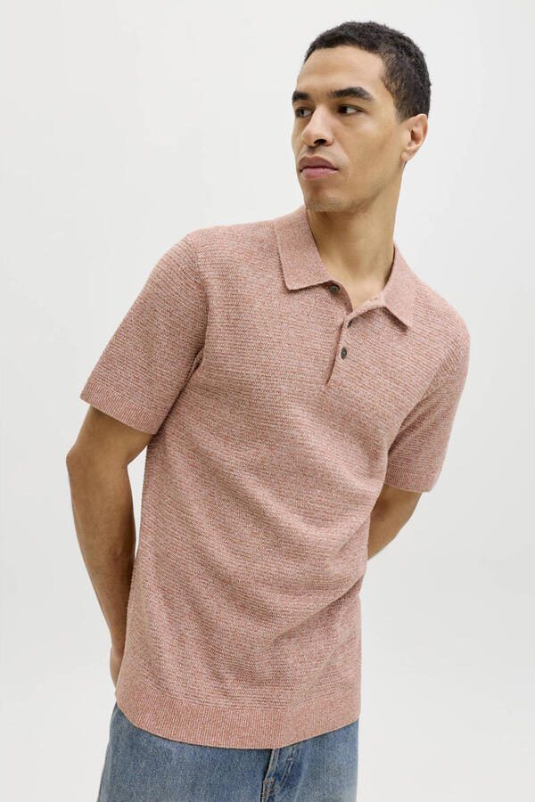 JACK & JONES PREMIUM regular polo roze gebreid - Foto 3