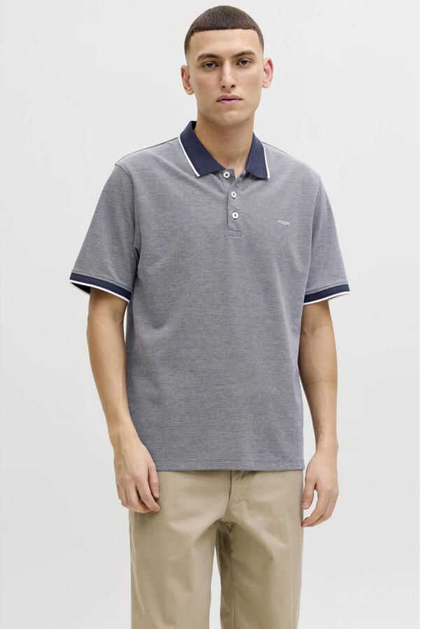 JACK & JONES PREMIUM regular T-shirt en polo blauw (set van 2)