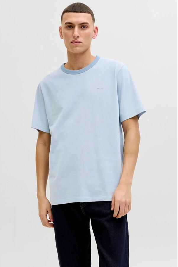 JACK & JONES PREMIUM regular T-shirt en polo lichtblauw (set van 2)