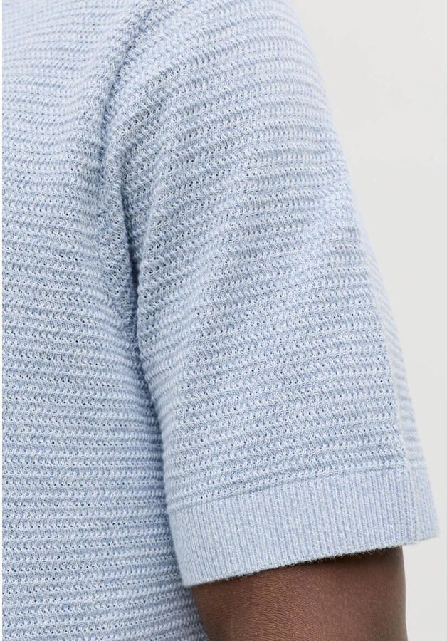 JACK & JONES PREMIUM regular T-shirt lichtblauw met ingebreid patroon - Foto 2