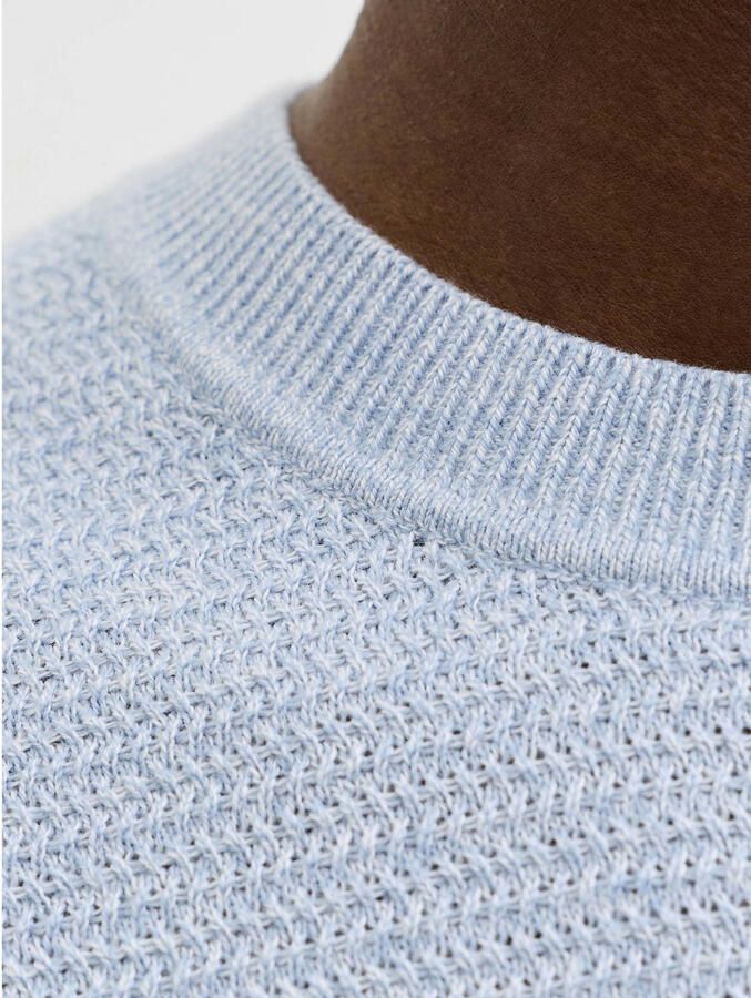 JACK & JONES PREMIUM regular T-shirt lichtblauw met ingebreid patroon - Foto 2