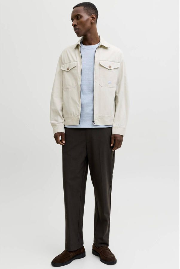 JACK & JONES PREMIUM regular T-shirt lichtblauw met ingebreid patroon - Foto 3