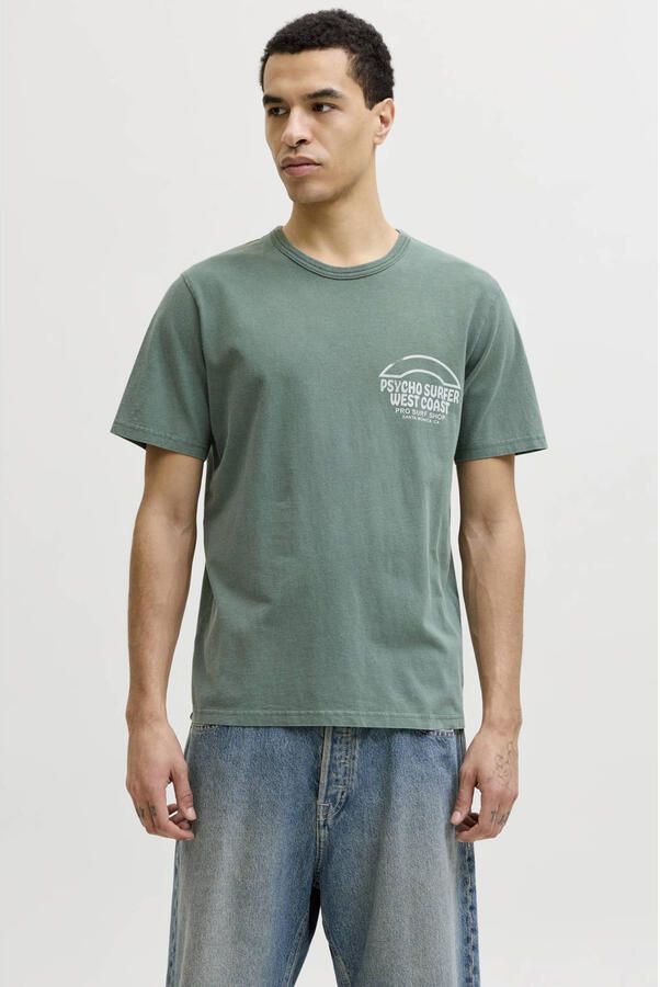 JACK & JONES PREMIUM regular T-shirt met backprint groen