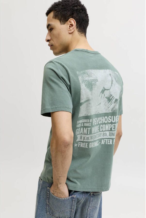 JACK & JONES PREMIUM regular T-shirt met backprint groen - Foto 3