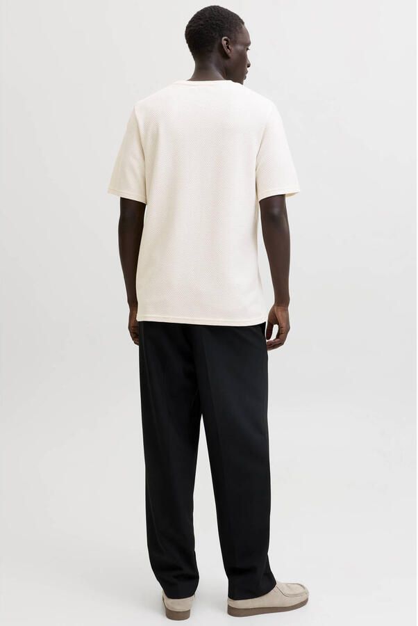 JACK & JONES PREMIUM regular T-shirt met textuur ecru - Foto 3