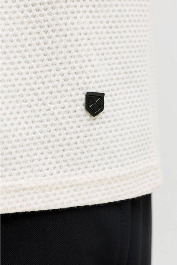 JACK & JONES PREMIUM regular T-shirt met textuur ecru - Foto 4