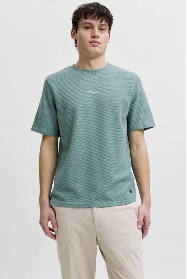 JACK & JONES PREMIUM regular T-shirt met textuur groen