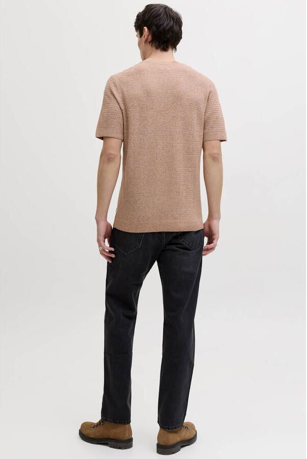 JACK & JONES PREMIUM regular T-shirt oranje met ingebreid patroon - Foto 3
