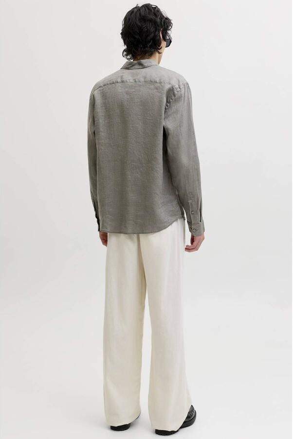JACK & JONES PREMIUM relaxed casual overhemd met linnen groen - Foto 3