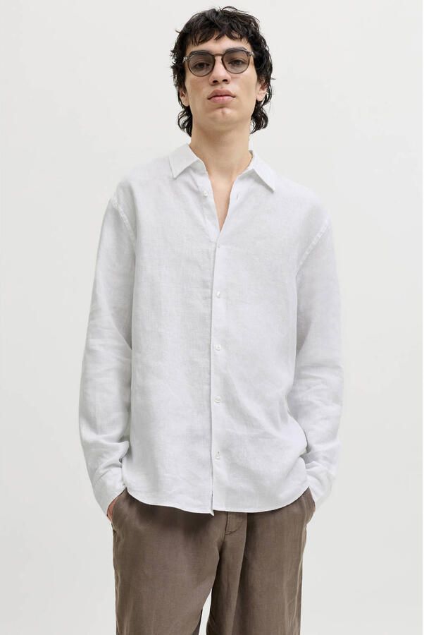 JACK & JONES Premium regular fit linnen overhemd van puur linnen model 'Lawrence'