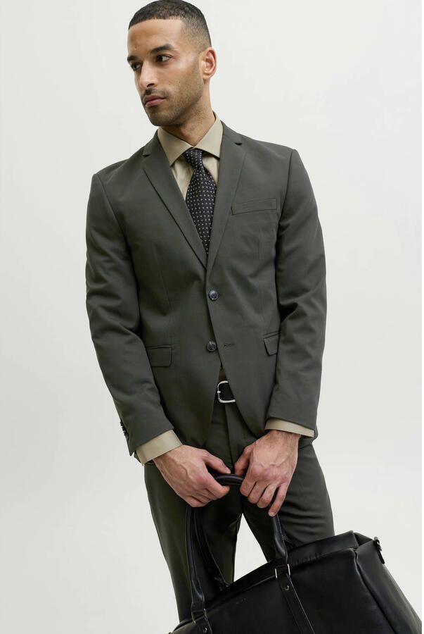 JACK & JONES PREMIUM slim fit gebreide colbert donkergroen - Foto 2