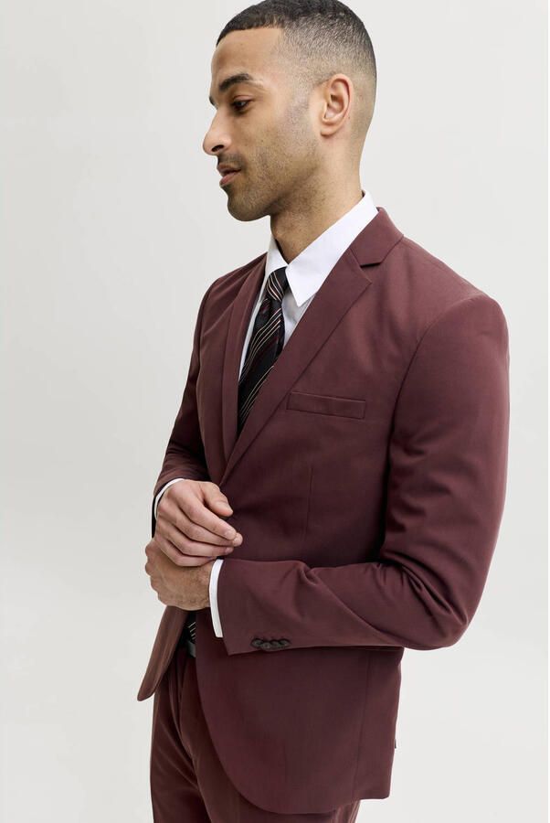 JACK & JONES PREMIUM slim fit gebreide colbert roodbruin - Foto 3