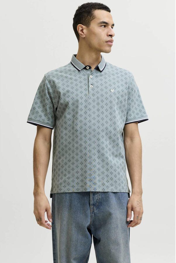 JACK & JONES PREMIUM slim polo grijsgroen