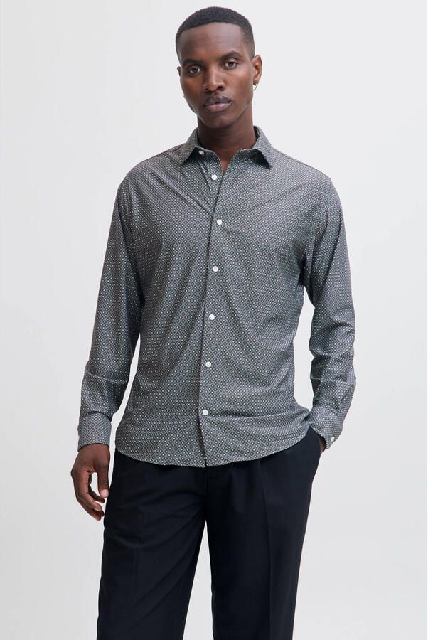 JACK & JONES PREMIUM super slim casual overhemd blauw