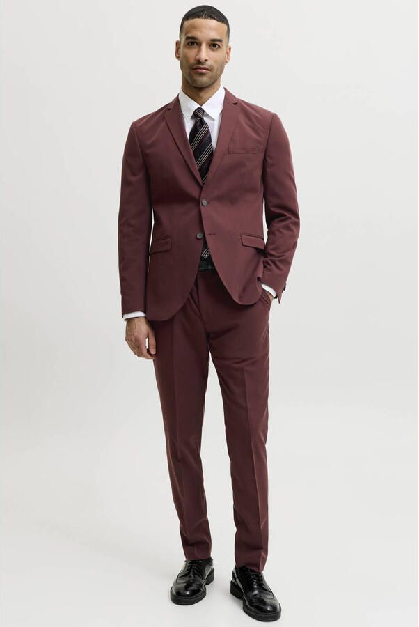 JACK & JONES PREMIUM super slim fit kostuum roodbruin