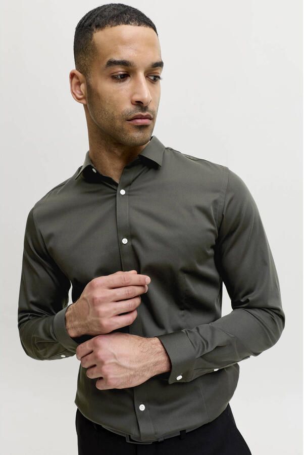 JACK & JONES PREMIUM super slim fit overhemd donkergroen - Foto 3