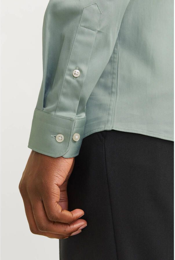 JACK & JONES PREMIUM super slim fit overhemd JJPRPARMA grijsgroen