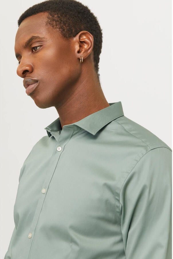 JACK & JONES PREMIUM super slim fit overhemd JJPRPARMA grijsgroen - Foto 2