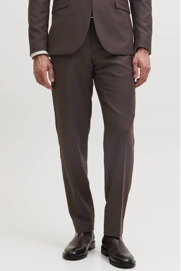 JACK & JONES PREMIUM super slim fit pantalon met wol donkerbruin - Foto 3