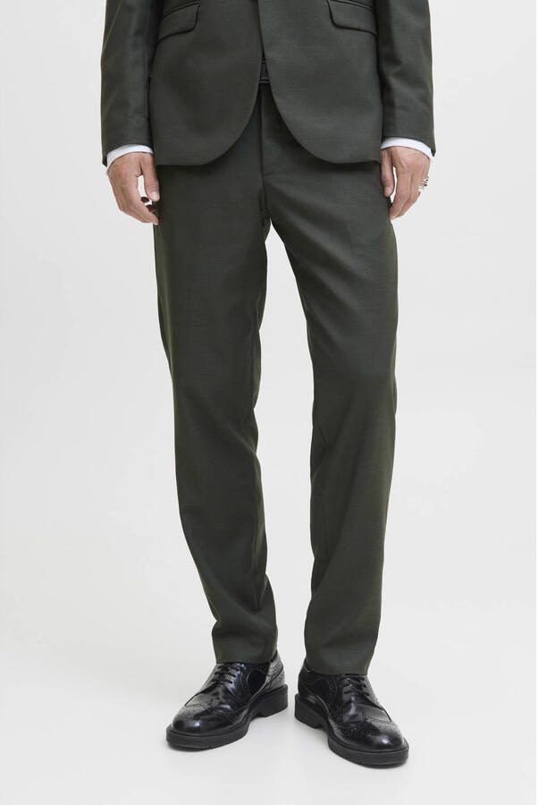 JACK & JONES PREMIUM super slim fit pantalon met wol donkergroen
