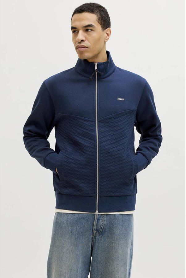 JACK & JONES PREMIUM sweatvest met textuur donkerblauw