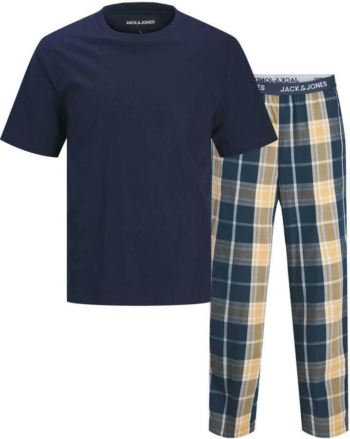 JACK & JONES pyjama JACLUCA donkerblauw geel