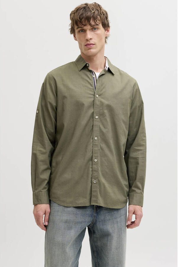 JACK & JONES regular casual overhemd olijfgroen