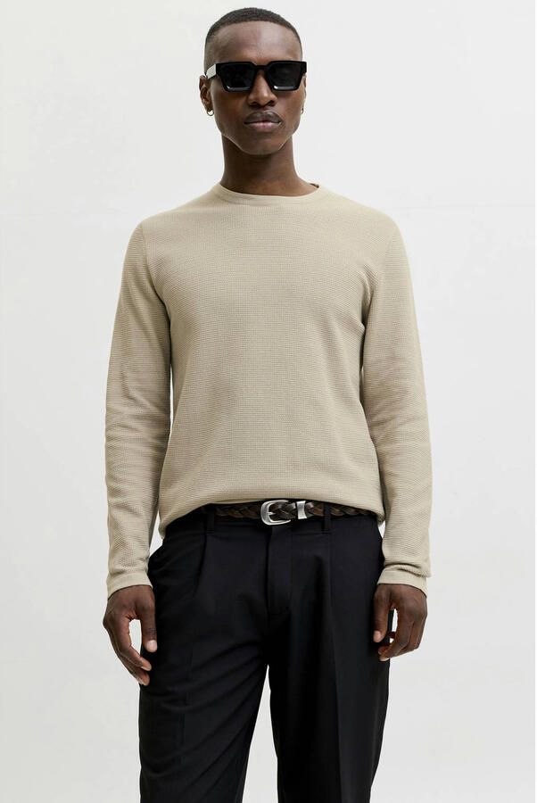 JACK & JONES regular fit gebreide trui beige