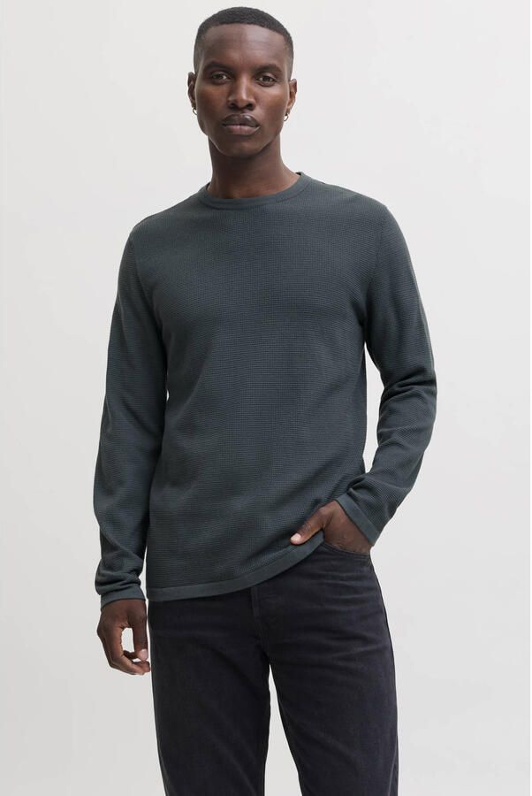 JACK & JONES regular fit gebreide trui grijsblauw