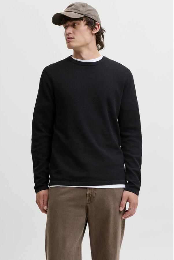 JACK & JONES regular fit gebreide trui zwart
