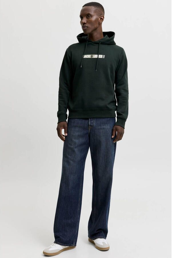 JACK & JONES regular fit hoodie met print donkergroen - Foto 2
