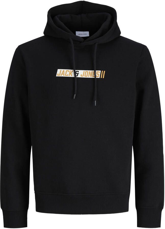 JACK & JONES regular fit hoodie met print zwart
