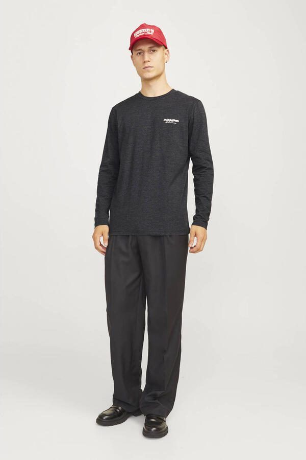 JACK & JONES regular fit longsleeve JJALVIS met printopdruk zwart