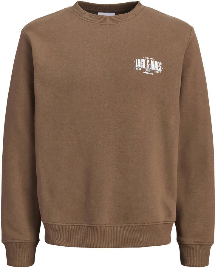 JACK & JONES regular fit sweater met logo cocoa