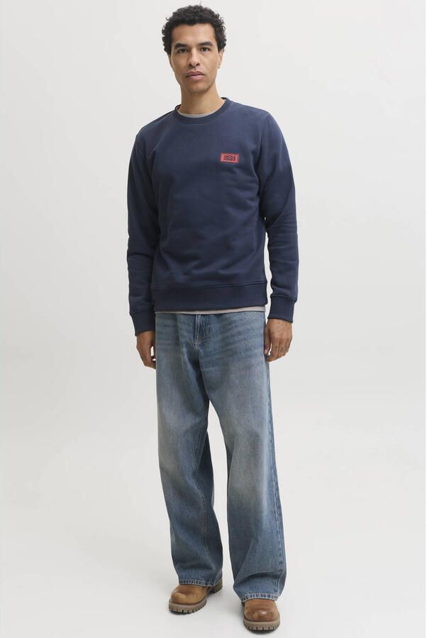 JACK & JONES regular fit sweater met logo donkerblauw - Foto 3