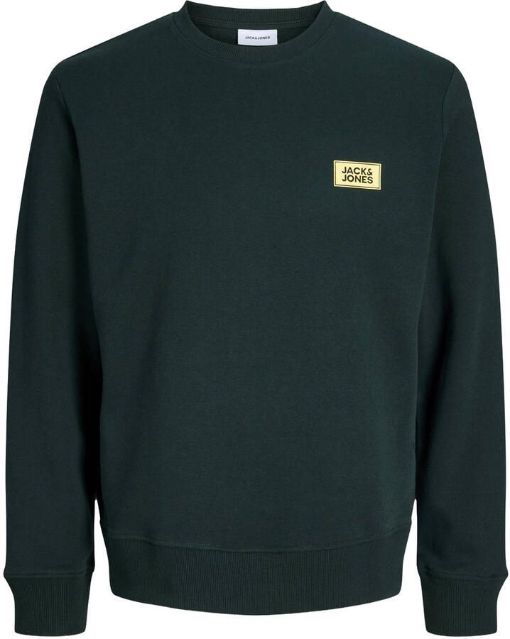 JACK & JONES regular fit sweater met logo donkergroen