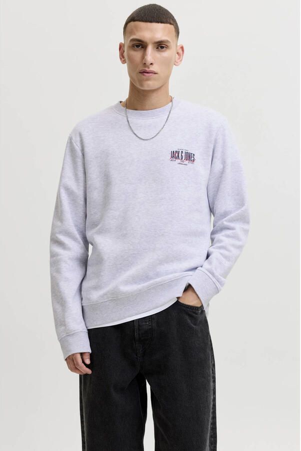 JACK & JONES regular fit sweater met logo wit