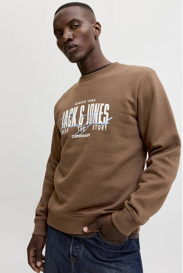 JACK & JONES regular fit sweater met print cocoa - Foto 2